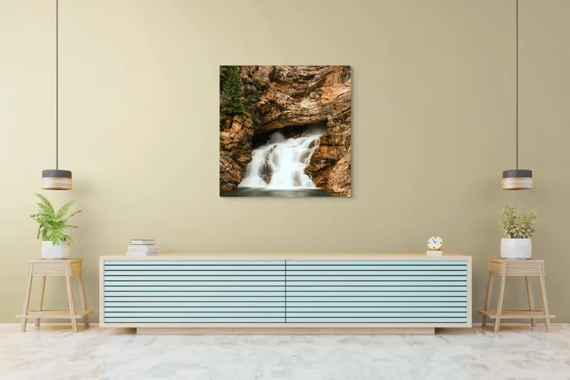 Tablou Canvas, Cascada Printre Stânci, , Multicolor, 100 x 100 cm – poza 5