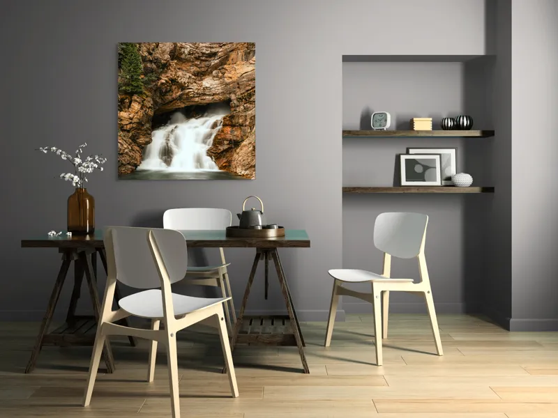 Tablou Canvas, Cascada Printre Stânci, , Multicolor, 100 x 100 cm – poza 6