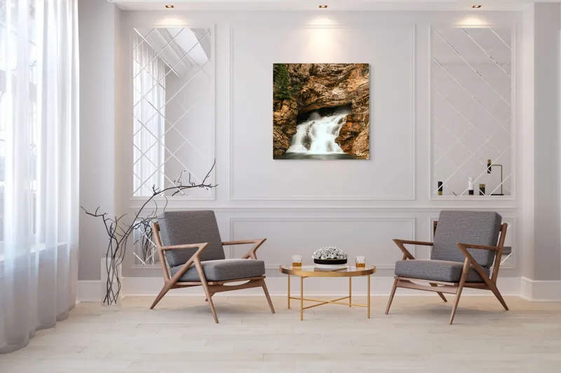 Tablou Canvas, Cascada Printre Stânci, , Multicolor, 100 x 100 cm – poza 7