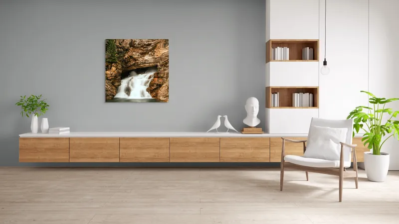 Tablou Canvas, Cascada Printre Stânci, , Multicolor, 100 x 100 cm – poza 8