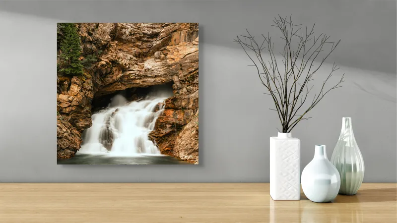 Tablou Canvas, Cascada Printre Stânci, , Multicolor, 50 x 50 cm – poza 3