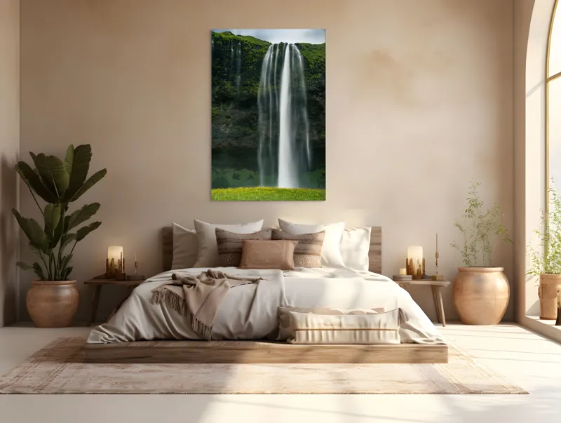 Tablou Canvas Cascadă Natură Peisaj Verdeață Serenitate Splendoare, 100 x 150 cm – poza 3