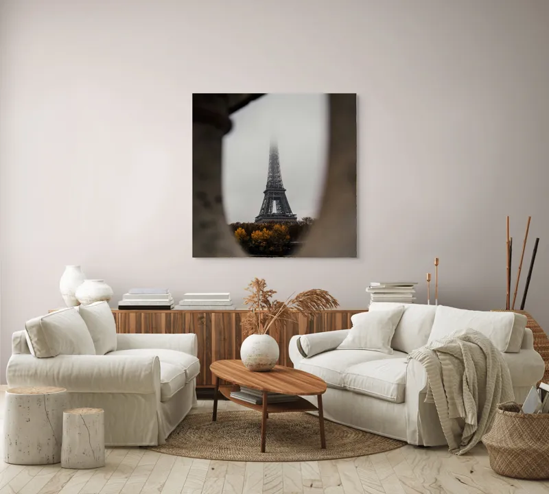 Tablou Canvas Turn Eiffel prin ceață toamnatică, 100 x 100 cm – poza 3