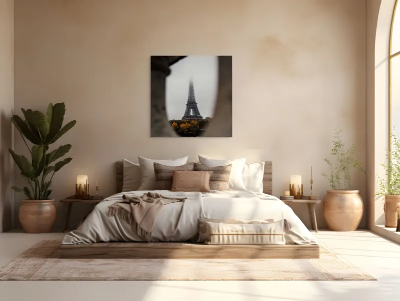 Tablou Canvas Turn Eiffel prin ceață toamnatică, 100 x 100 cm – poza 4