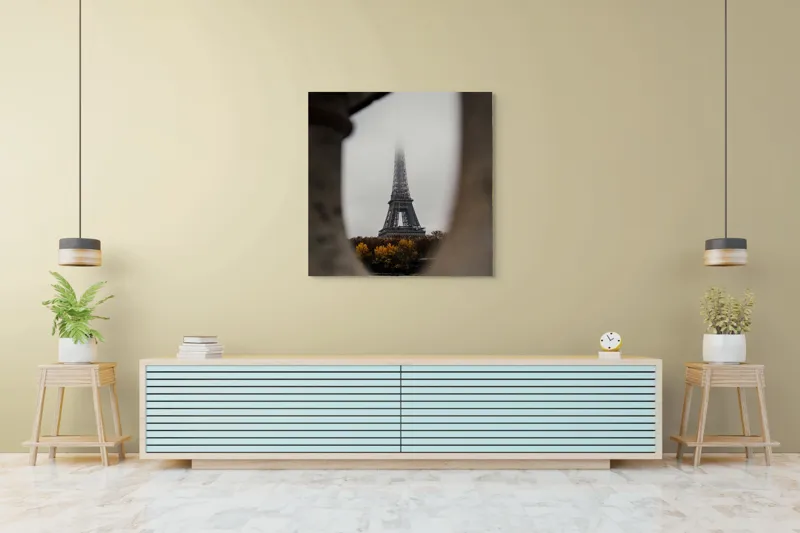 Tablou Canvas Turn Eiffel prin ceață toamnatică, 100 x 100 cm – poza 5