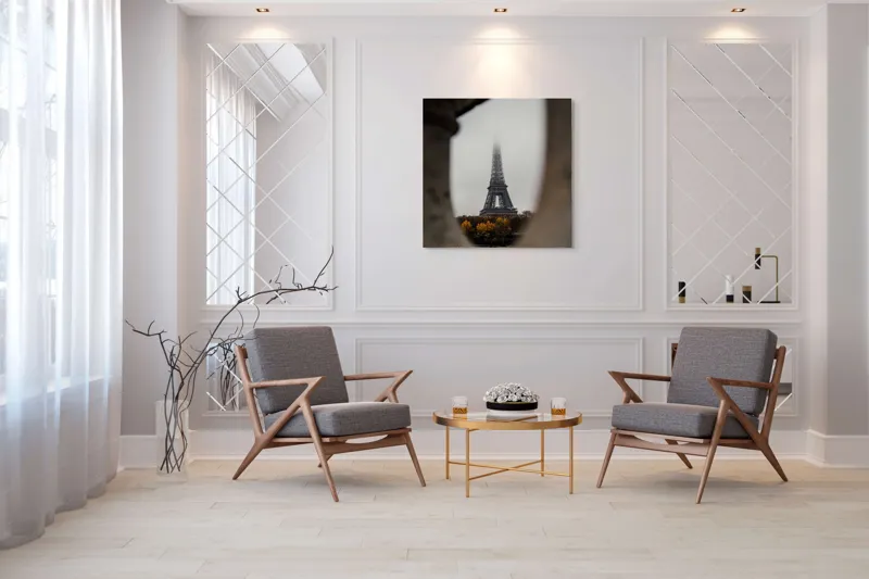 Tablou Canvas Turn Eiffel prin ceață toamnatică, 100 x 100 cm – poza 7