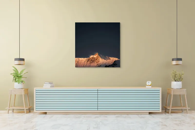 Tablou Canvas Montan Apus Lumină Umbre Pacea Vârf Cer, 100 x 100 cm – poza 5