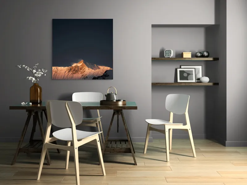 Tablou Canvas Montan Apus Lumină Umbre Pacea Vârf Cer, 100 x 100 cm – poza 6