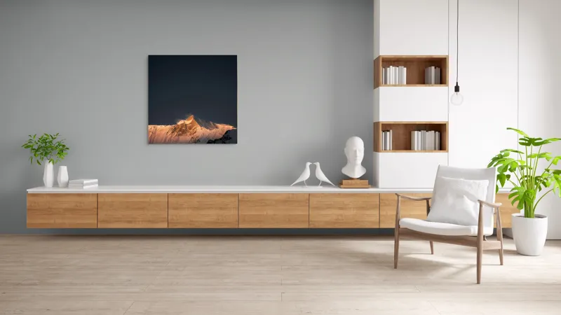 Tablou Canvas Montan Apus Lumină Umbre Pacea Vârf Cer, 100 x 100 cm – poza 8