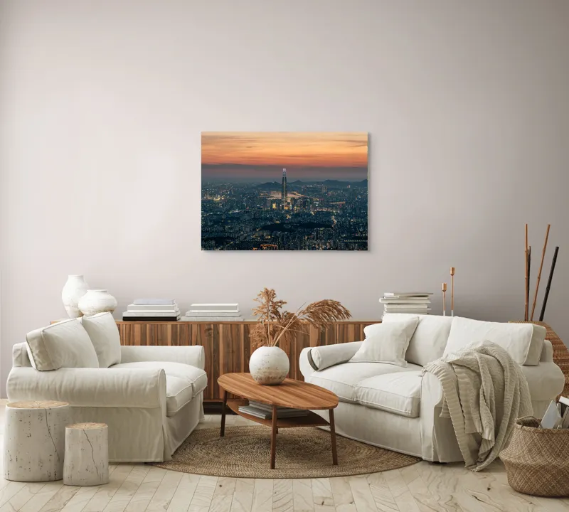 Tablou Canvas, "Orașul viselor la asfințit vibrant", 100 x 70 cm – poza 3