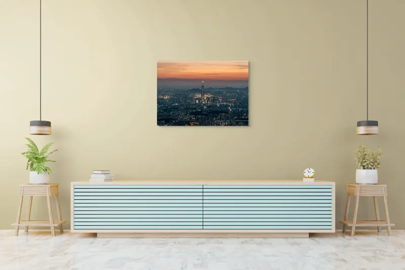 Tablou Canvas, "Orașul viselor la asfințit vibrant", 100 x 70 cm – poza 4