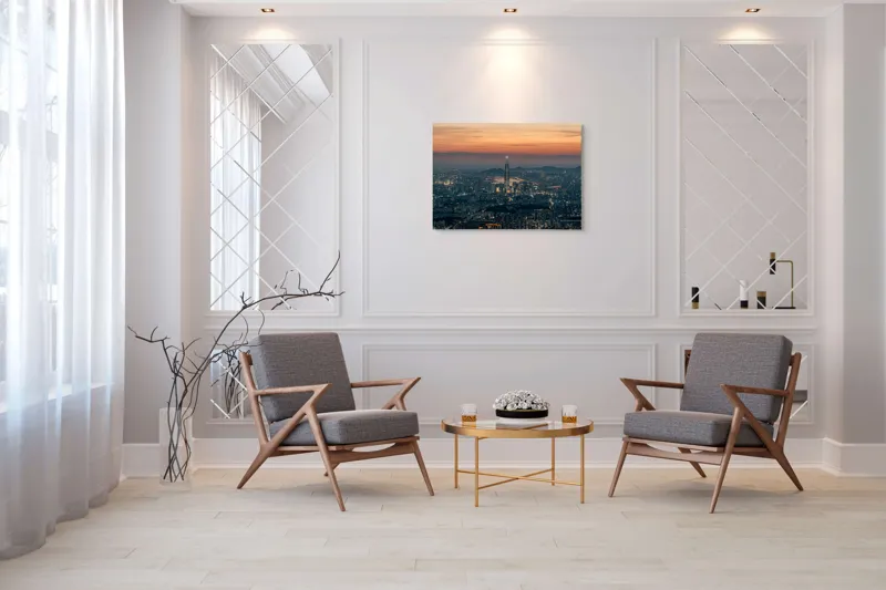 Tablou Canvas, "Orașul viselor la asfințit vibrant", 100 x 70 cm – poza 5