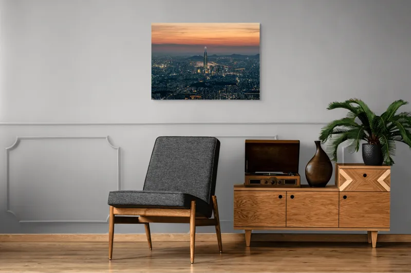 Tablou Canvas, "Orașul viselor la asfințit vibrant", 100 x 70 cm – poza 8