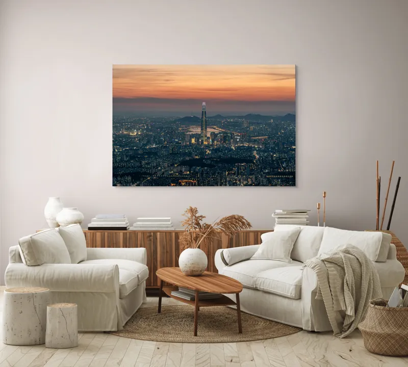 Tablou Canvas, "Orașul viselor la asfințit vibrant", 150 x 100 cm – poza 3