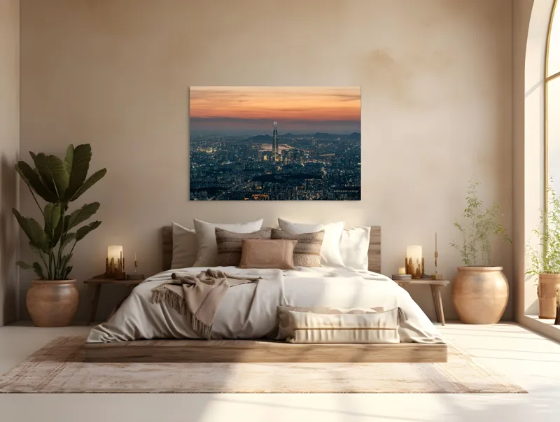 Tablou Canvas, "Orașul viselor la asfințit vibrant", 150 x 100 cm – poza 4