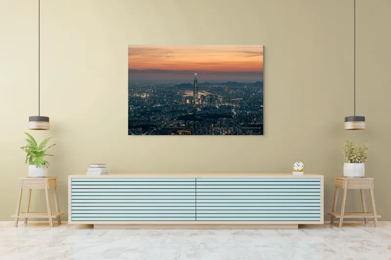 Tablou Canvas, "Orașul viselor la asfințit vibrant", 150 x 100 cm – poza 6