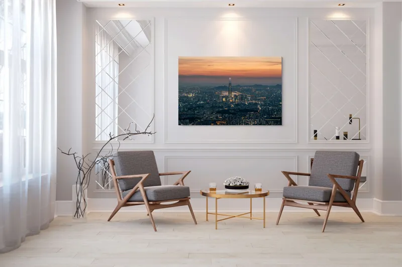 Tablou Canvas, "Orașul viselor la asfințit vibrant", 150 x 100 cm – poza 7