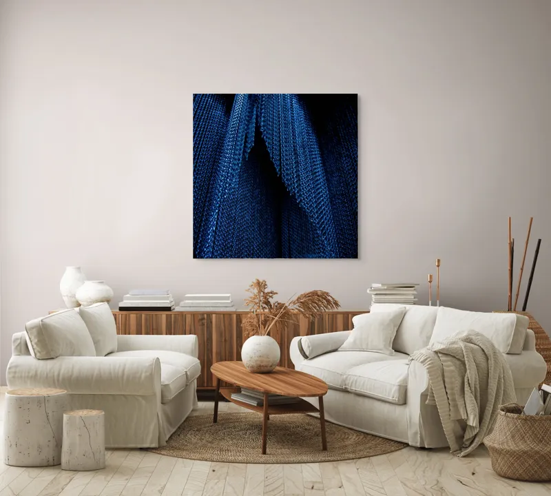Tablou Canvas Abstract Albastru Umbre Texturi Metalice, 100 x 100 cm – poza 3
