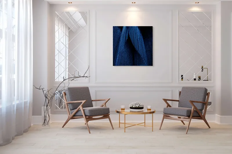 Tablou Canvas Abstract Albastru Umbre Texturi Metalice, 100 x 100 cm – poza 7