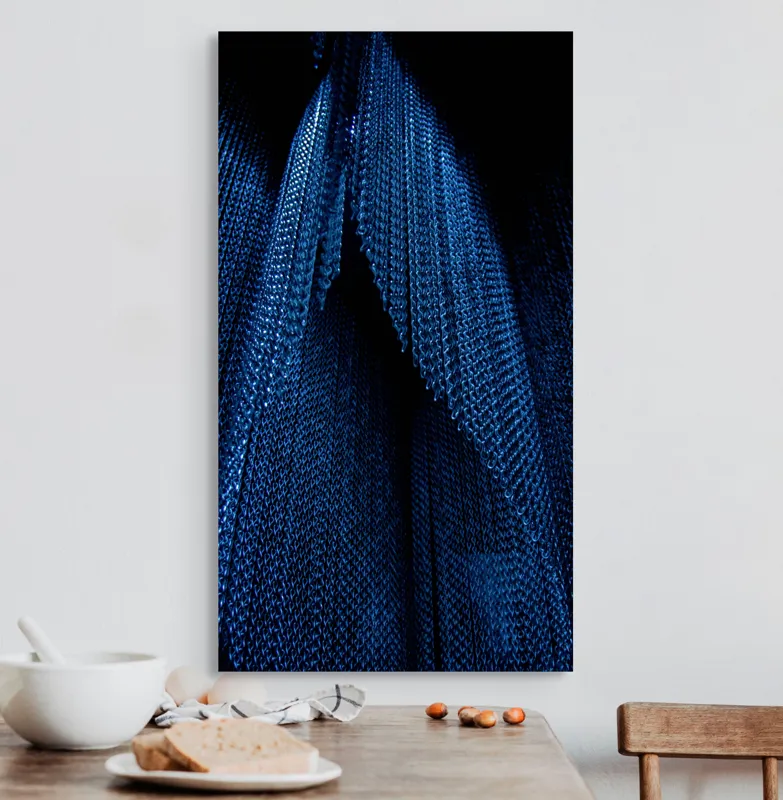 Tablou Canvas Abstract Albastru Umbre Texturi Metalice, 50 x 90 cm – poza 3