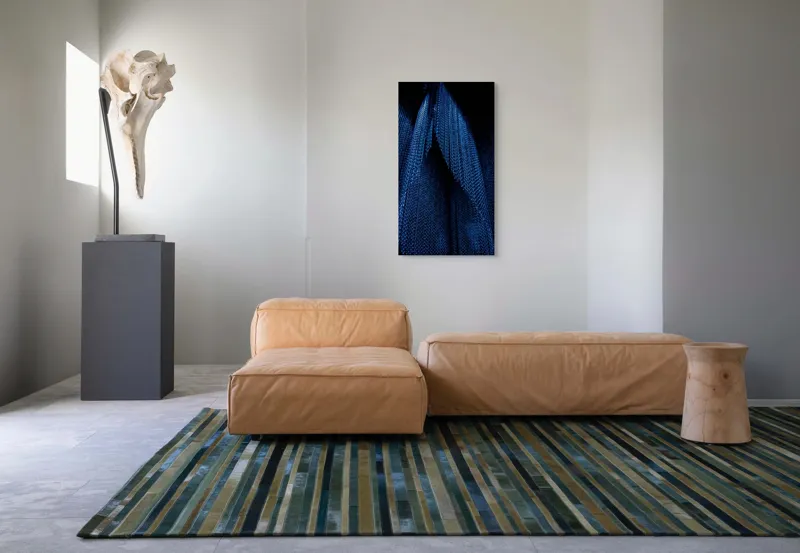 Tablou Canvas Abstract Albastru Umbre Texturi Metalice, 50 x 90 cm – poza 5