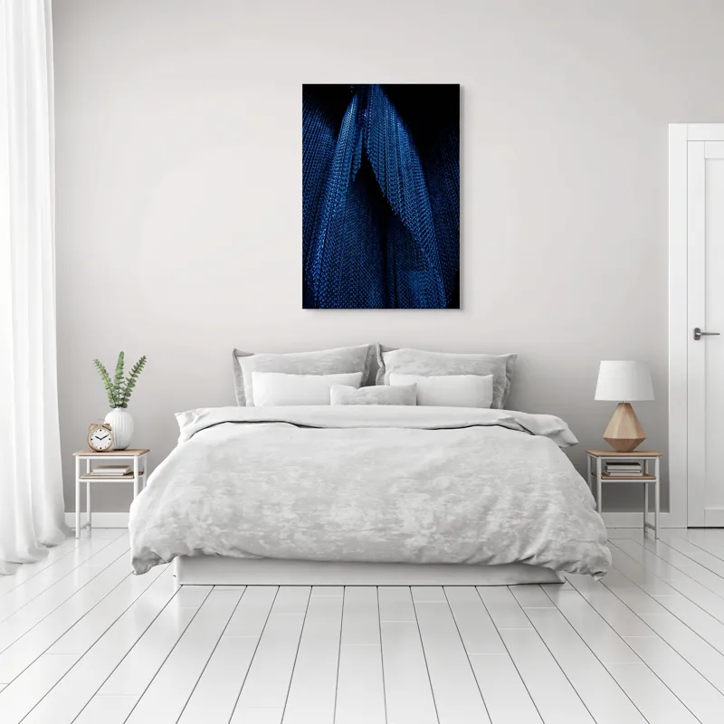 Tablou Canvas Abstract Albastru Umbre Texturi Metalice, 70 x 100 cm – poza 3