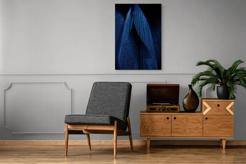 Tablou Canvas Abstract Albastru Umbre Texturi Metalice, 70 x 100 cm – poza 6