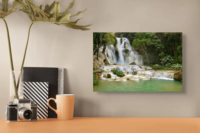 Tablou Canvas Cascadă Serafică a Pădurii Verzi, 39 x 26 cm – poza 3