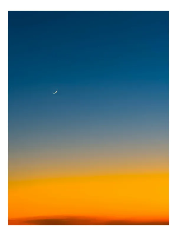 Tablou Canvas Luna nouă la amurg colorat, pe teme de cer și lumină, 100 x 100 cm