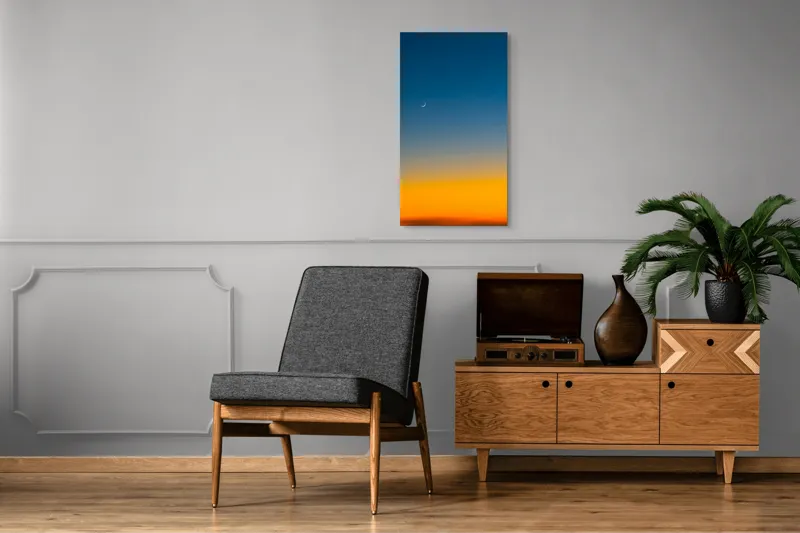 Tablou Canvas Luna nouă la amurg colorat, pe teme de cer și lumină, 50 x 90 cm – poza 8
