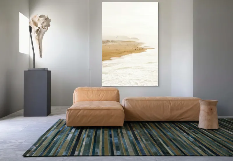 Tablou Canvas, "Plajă însorită la apus liniștit", Plajă, Valuri, Culoare, Vânt, Cer, Nisip, Peisaj, Oameni, Liniște, Natură, 100 x 150 cm – poza 7