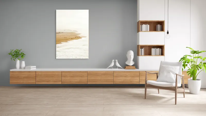 Tablou Canvas, "Plajă însorită la apus liniștit", Plajă, Valuri, Culoare, Vânt, Cer, Nisip, Peisaj, Oameni, Liniște, Natură, 100 x 150 cm – poza 8