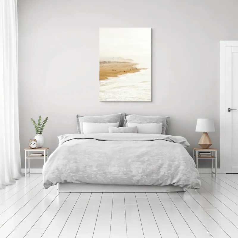 Tablou Canvas, "Plajă însorită la apus liniștit", Plajă, Valuri, Culoare, Vânt, Cer, Nisip, Peisaj, Oameni, Liniște, Natură, 70 x 100 cm – poza 3