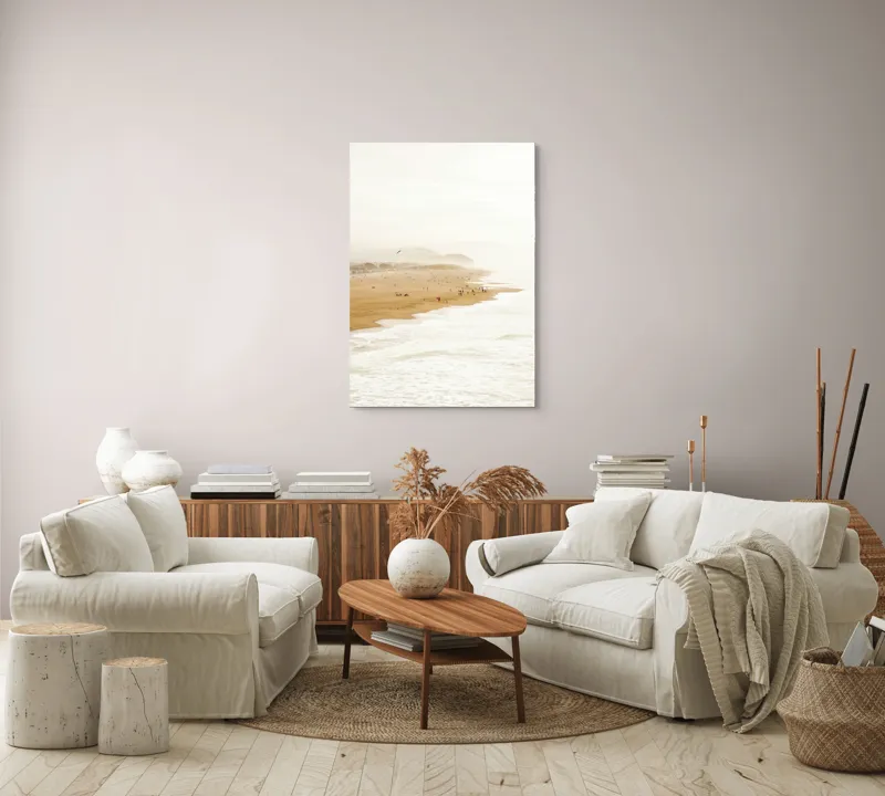 Tablou Canvas, "Plajă însorită la apus liniștit", Plajă, Valuri, Culoare, Vânt, Cer, Nisip, Peisaj, Oameni, Liniște, Natură, 70 x 100 cm – poza 4