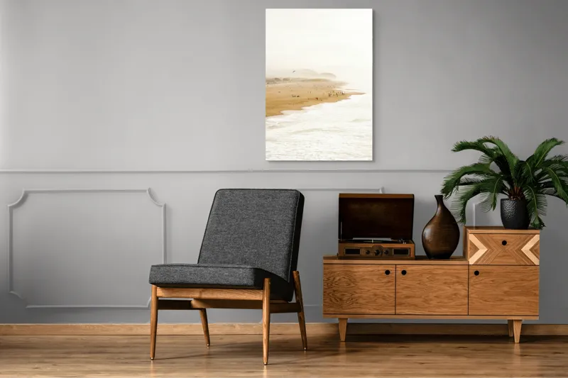 Tablou Canvas, "Plajă însorită la apus liniștit", Plajă, Valuri, Culoare, Vânt, Cer, Nisip, Peisaj, Oameni, Liniște, Natură, 70 x 100 cm – poza 6