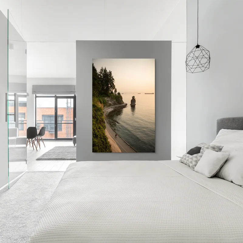 Tablou Canvas, "Plimbare pe faleza la apus", Pace, Apus, Ocean, Stâncă, Potecă, Copaci, Solitudine, Liniște, Natură, Orizont., 100 x 150 cm – poza 5