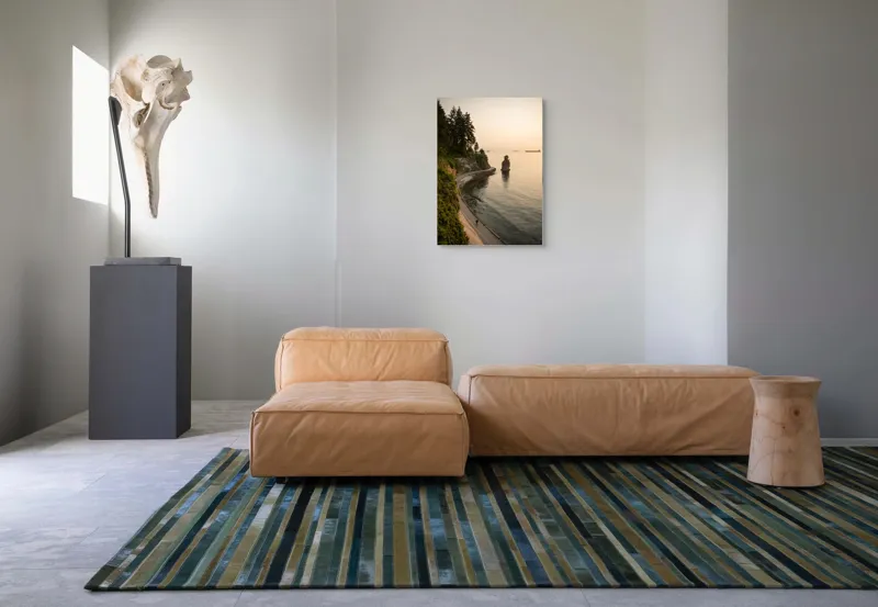 Tablou Canvas, "Plimbare pe faleza la apus", Pace, Apus, Ocean, Stâncă, Potecă, Copaci, Solitudine, Liniște, Natură, Orizont., 50 x 70 cm – poza 7