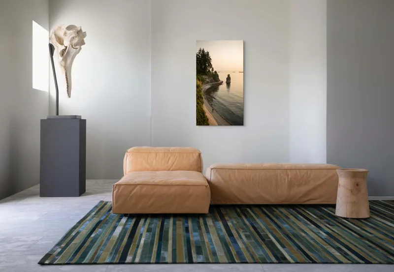 Tablou Canvas, "Plimbare pe faleza la apus", Pace, Apus, Ocean, Stâncă, Potecă, Copaci, Solitudine, Liniște, Natură, Orizont., 50 x 90 cm – poza 5