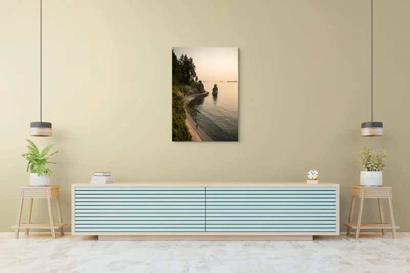 Tablou Canvas, "Plimbare pe faleza la apus", Pace, Apus, Ocean, Stâncă, Potecă, Copaci, Solitudine, Liniște, Natură, Orizont., 70 x 100 cm – poza 5