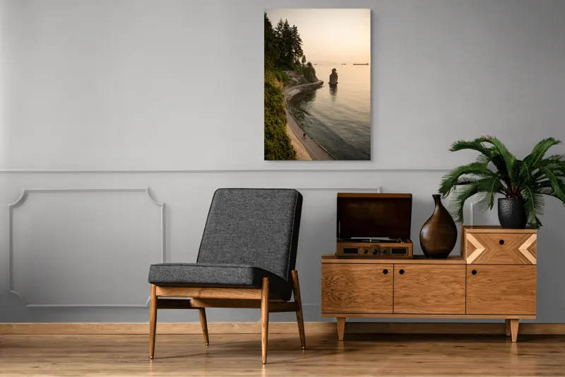 Tablou Canvas, "Plimbare pe faleza la apus", Pace, Apus, Ocean, Stâncă, Potecă, Copaci, Solitudine, Liniște, Natură, Orizont., 70 x 100 cm – poza 6