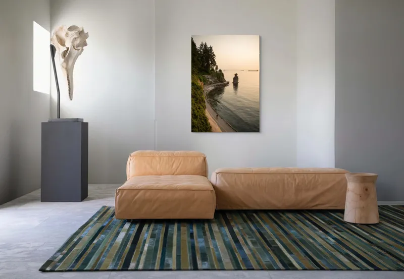 Tablou Canvas, "Plimbare pe faleza la apus", Pace, Apus, Ocean, Stâncă, Potecă, Copaci, Solitudine, Liniște, Natură, Orizont., 70 x 100 cm – poza 7