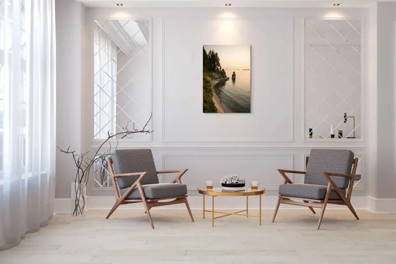 Tablou Canvas, "Plimbare pe faleza la apus", Pace, Apus, Ocean, Stâncă, Potecă, Copaci, Solitudine, Liniște, Natură, Orizont., 70 x 100 cm – poza 8