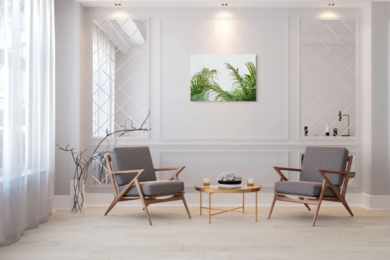 Tablou Canvas Natură Tropicală Frunze Palmieri Verde Cer Atmosferă, 100 x 70 cm – poza 5