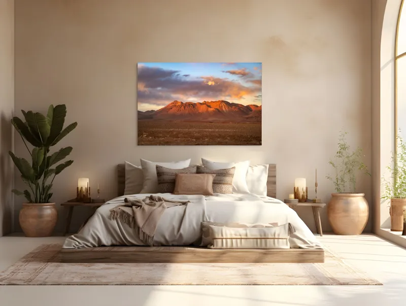 Tablou Canvas Peisaj Deșert Munte Apus Splendid Lumină Cer Nori, 150 x 100 cm