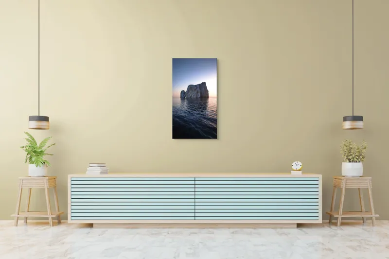 Tablou Canvas Stâncă Solitară la Apus Marin Reflecție Lumină Natură, 50 x 90 cm – poza 6