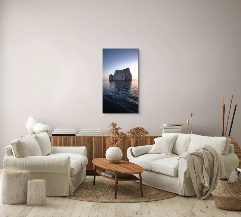 Tablou Canvas Stâncă Solitară la Apus Marin Reflecție Lumină Natură, 50 x 90 cm – poza 7