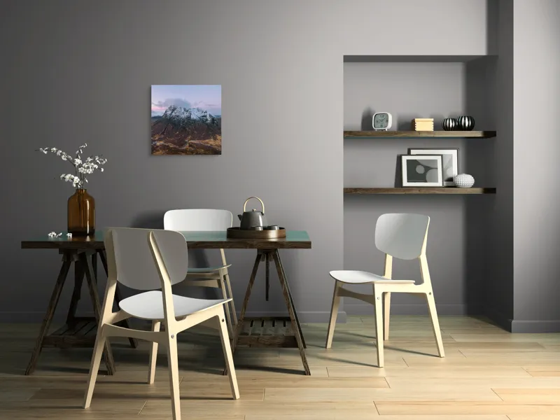 Tablou Canvas Peisaj Montan, Munte cu Zăpadă și Apus în Culoare Rozale, 50 x 50 cm – poza 8