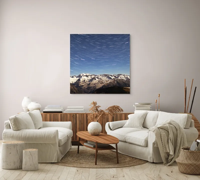 Tablou Canvas, "Eternele spirale deasupra munților înzăpeziți", 100 x 100 cm – poza 3