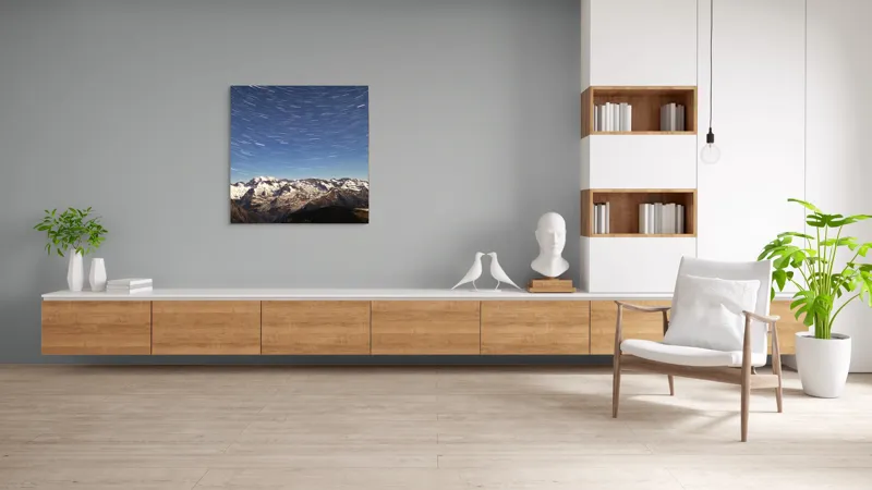 Tablou Canvas, "Eternele spirale deasupra munților înzăpeziți", 100 x 100 cm – poza 8