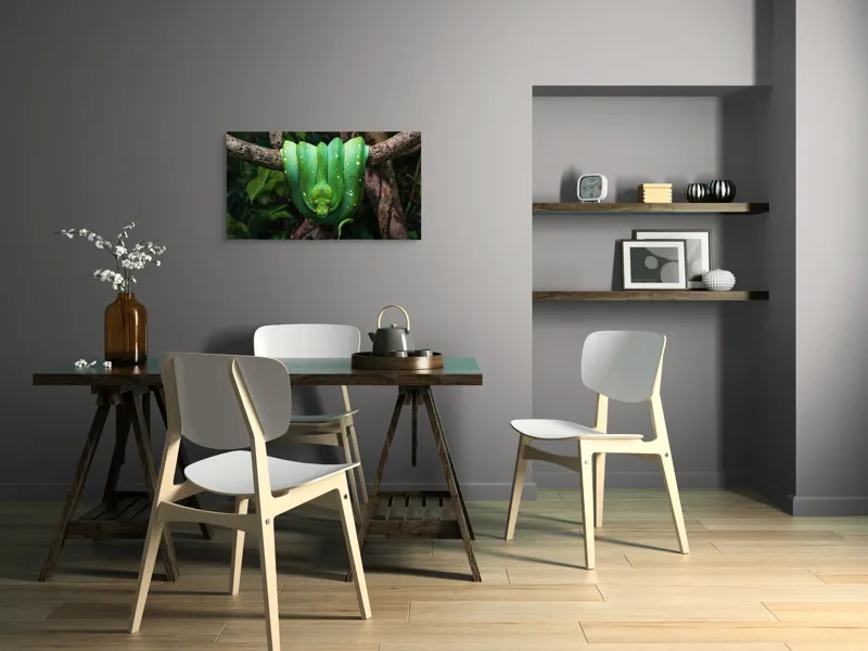 Tablou Canvas pe tema Somnul șarpelui smarald în pădure, 90 x 50 cm – poza 3